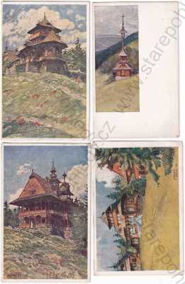  - Radhošť - Pustevny - 4 ks - Libuše, Maměnka, zvonice, útulna