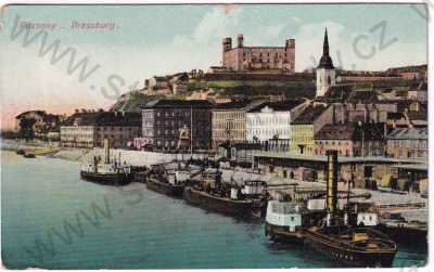  - Slovensko - Bratislava - parník, hrad, kolorovaná