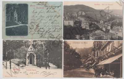  - 4x Karlovy Vary (Karlsba), panorama, část města, pohled ulicí, Alte Wiese, kaple, DA