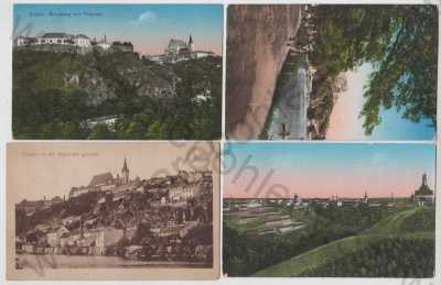  - 10x Znojmo (Znaim), partie, Rabesntein, škola, kostel, část města, hrad, celkový pohled, klášter