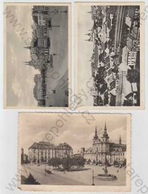  - 3x Jihlava (Iglau), náměstí, celkový pohled, kostel, kůň, povoz, 1x velký formát
