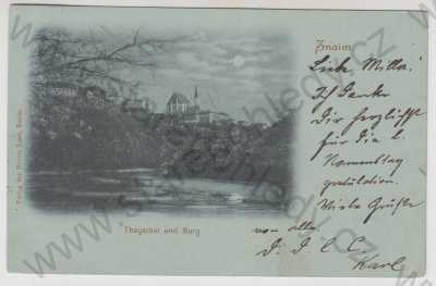  - Znojmo (Znaim), Dyje, hrad, mondschein, DA