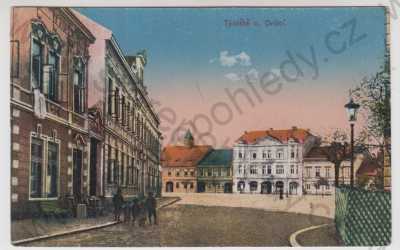  - Týniště nad Orlicí (Rychnov nad Kněžnou), pohled ulicí, část města, kolorovaná