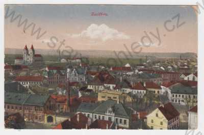 - Svitavy (Zwittau), kolorovaná, celkový pohled, pohled na město z výšky