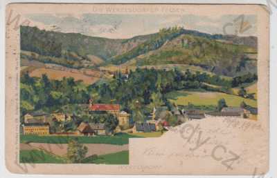  - Teplice nad Metují (Wekelsdorf) - Náchod, celkový pohled, Teplické skály, kolorovaná, DA