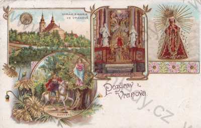  - Vranov Brno venkov, barevná,kostel, Panna Marie, oltář, zlacení, tlačení, DA
