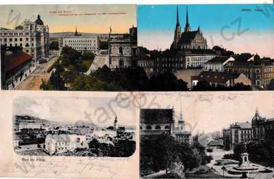  - 4x Brno Brünn, celkový pohled, náměstí, kostel