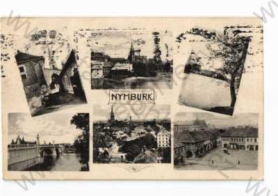  - Nymburk, koláž, více záběrů, celkový pohled, náměstí, most