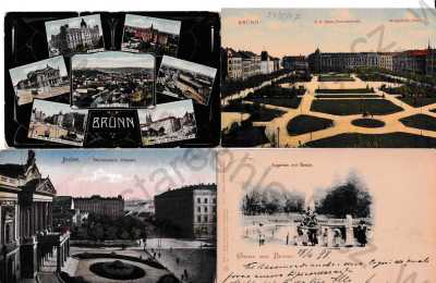  - 4x Brno Brünn, celkový pohled, náměstí, Špilberk, zahrada, park