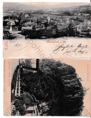  - 2x Děčín, České Švýcarsko, řeka, Labe, Elbe, celkový pohled