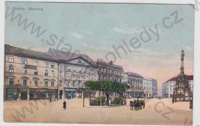  - Olomouc (Olmütz), náměstí, kůň, povoz, kolorovaná
