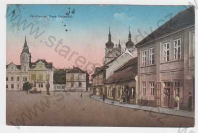  - Stará Boleslav (Praha- východ),  kolorovaná, náměstí, radnice, kostel
