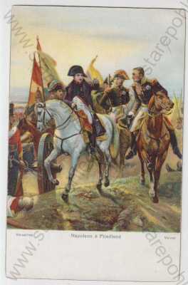  - Napoleon Bonaparte, kůň, vlajka, kolorovaná