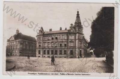  - Prostějov, Poděbradovo náměstí, pošta, Národní banka československá