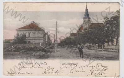  - Prostějov (Prossnitz), pohled ulicí, kolorovaná, DA