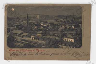  - Kralupy nad Vltavou (Mělník), celkový pohled, nádraží, vlak, Mondschein, DA