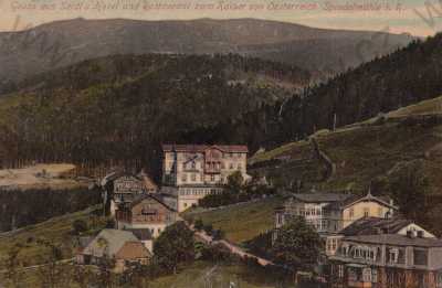  - Janské lázně Johannisbad Trutnov, celkový pohled, barevná, hotel restaurace