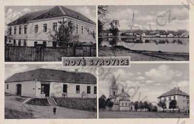  - Nové Syrovice Třebíč, celkový pohled,kostel, rybník