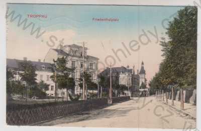  - Opava (Troppau), náměstí, Friedenthalplatz), pohled ulicí, kolorovaná