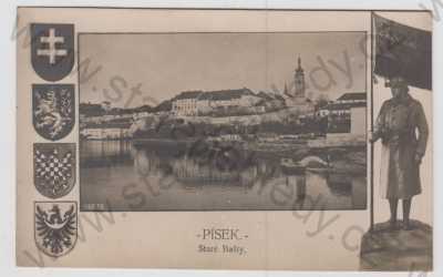  - Písek, Staré Bašty, erb, znak, voják, vlajka, koláž