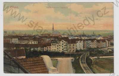  - Plzeň (Pilsen), celkový pohled, kolorovaná