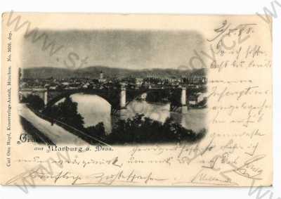  - Maribor, Slovinsko, částečný záběr města, most, DA