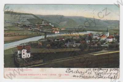  - Sázava (Benešov), kolorovaná, celkový pohled, pohled na město z výšky,  DA