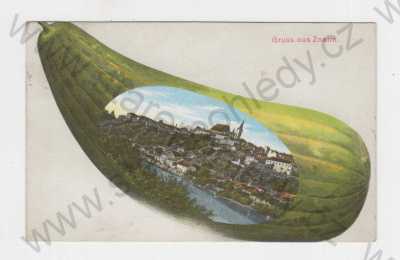 - Znojmo (Znaim),  celkový pohled, řeka, tykev, kolorovaná