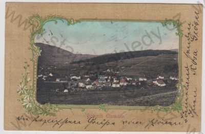  - Železná Ruda (Eisenstein) - Klatovy, celkový pohled, Šumava, zlacená, kolorovaná, koláž, DA