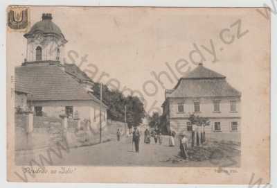  - Zdice (Beroun), Plzeňská třída, pohled ulicí, kostel, DA