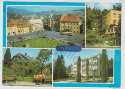 - Cvikov (Česká Lípa), více záběrů, náměstí, automobil, autobus, část města, park, kočárek, velký formát Press foto