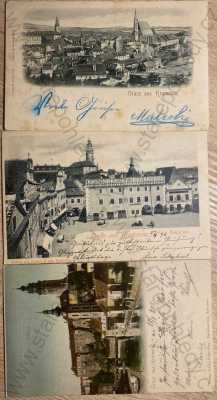  - 3x Český Krumlov, Krummau, celkový pohled, kostel