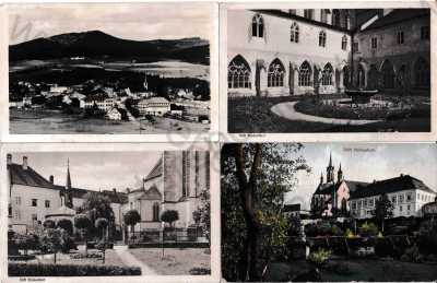  - 4x Vyšší Brod, Hohenfurth, Český Krumlov, Krummau, celkový pohled, klášter