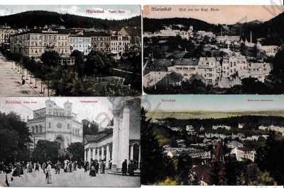  - 4x Mariánské lázně, Cheb, Eger, celkový pohled, kostel, lázně