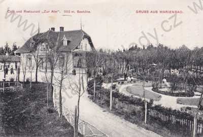  - Mariánské lázně, Cheb, Eger, celkový pohled, café restaurace Zur Alm