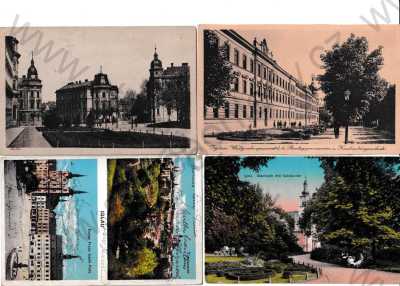  - 4x Jihlava Iglau, park, barevná, celkový pohled, náměstí, škola