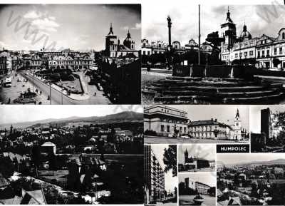  - 4x Humpolec, Pelhřimov, náměstí, celkový pohled, kostel, zřícenina