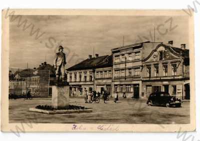  - Holice v Čechách, Pardubice, náměstí, pomník E. Holuba, automobil, ORBIS
