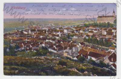  - Mikulov (Nikolsburg), Břeclav, kolorovaná, celkový pohled, pohled na město z výšky
