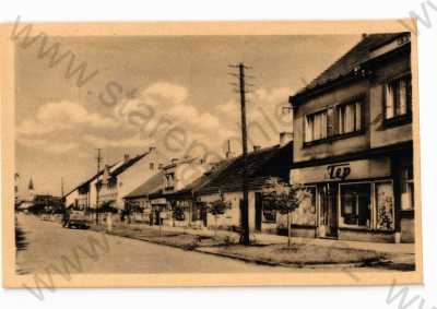  - Nýřany, Plzeň-sever, pohled ulicí, obchody, ORBIS, tónovaná