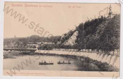  - Kyselka (Gieshübl Sauerbrunn) - Karlovy Vary, eka, most, loď, kostel, DA