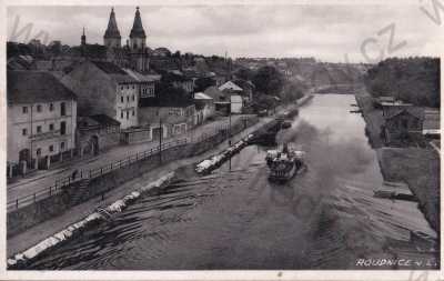  - Roudnice nad Labem, Litoměřice, řeka Labe, kostel, loď