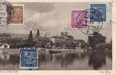  - Litoměřice, Leitmeritz, celkový pohled, řeka, kostel