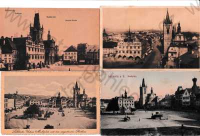  - 4x Litoměřice, Leitmeritz, náměstí, radnice, kostel