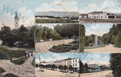  - Lipník nad Bečvou, Přerov Prerau zámek, celkový pohled, park, nádraží, barevná