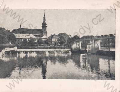  - Sokolov Falkenau a. Eger, most, řeka Ohře, kostel