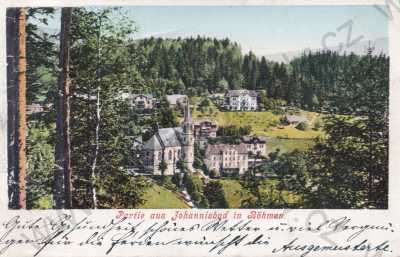  - Jánské lázně, Johannisbad, Trutnov, Riesengebirge, Krkonoše, celkový pohled, barevná, DA