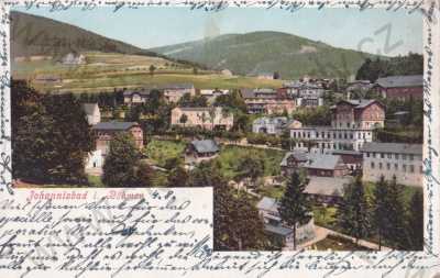  - Jánské lázně, Johannisbad, Trutnov, Riesengebirge, Krkonoše, celkový pohled, barevná, DA