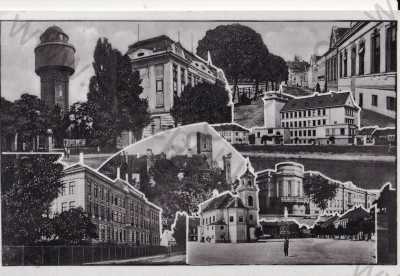  - Břeclav Lundenburg, částečný záběr města, náměstí, kostel, vodárna