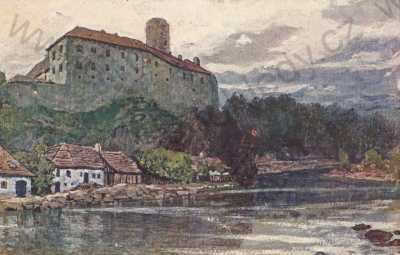  - Ledeč nad Sázavou, Havlíčkův Brod, Deutschbrod, Německý Brod, celkový pohled, barevná, hrad
